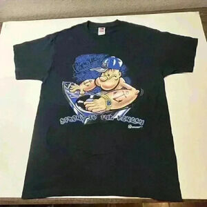 Vintage Popeye DJ Hip Gangster Bling Chain Mens L Cartoon Tee 2000s Y2k T-Shirt